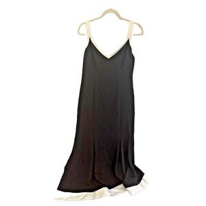 Lauren Ralph Lauren Dress Maxi Long Gown Black With White Trim Women Plus Size